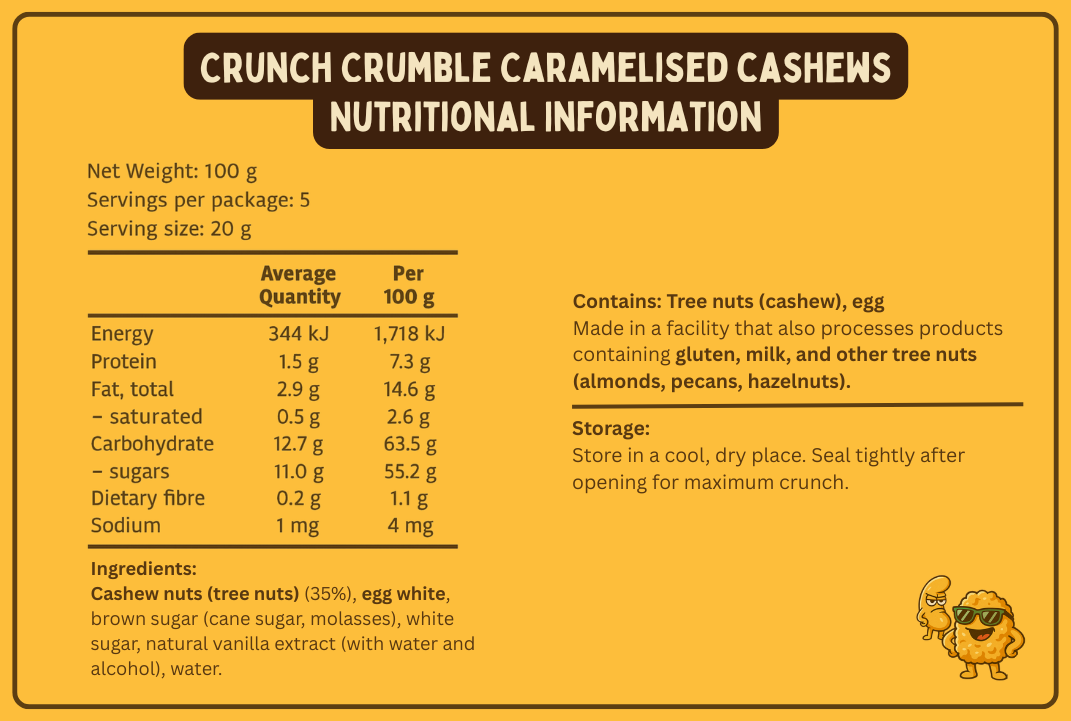 Crunch Crumble - Caramelised Cashews Dessert Topper