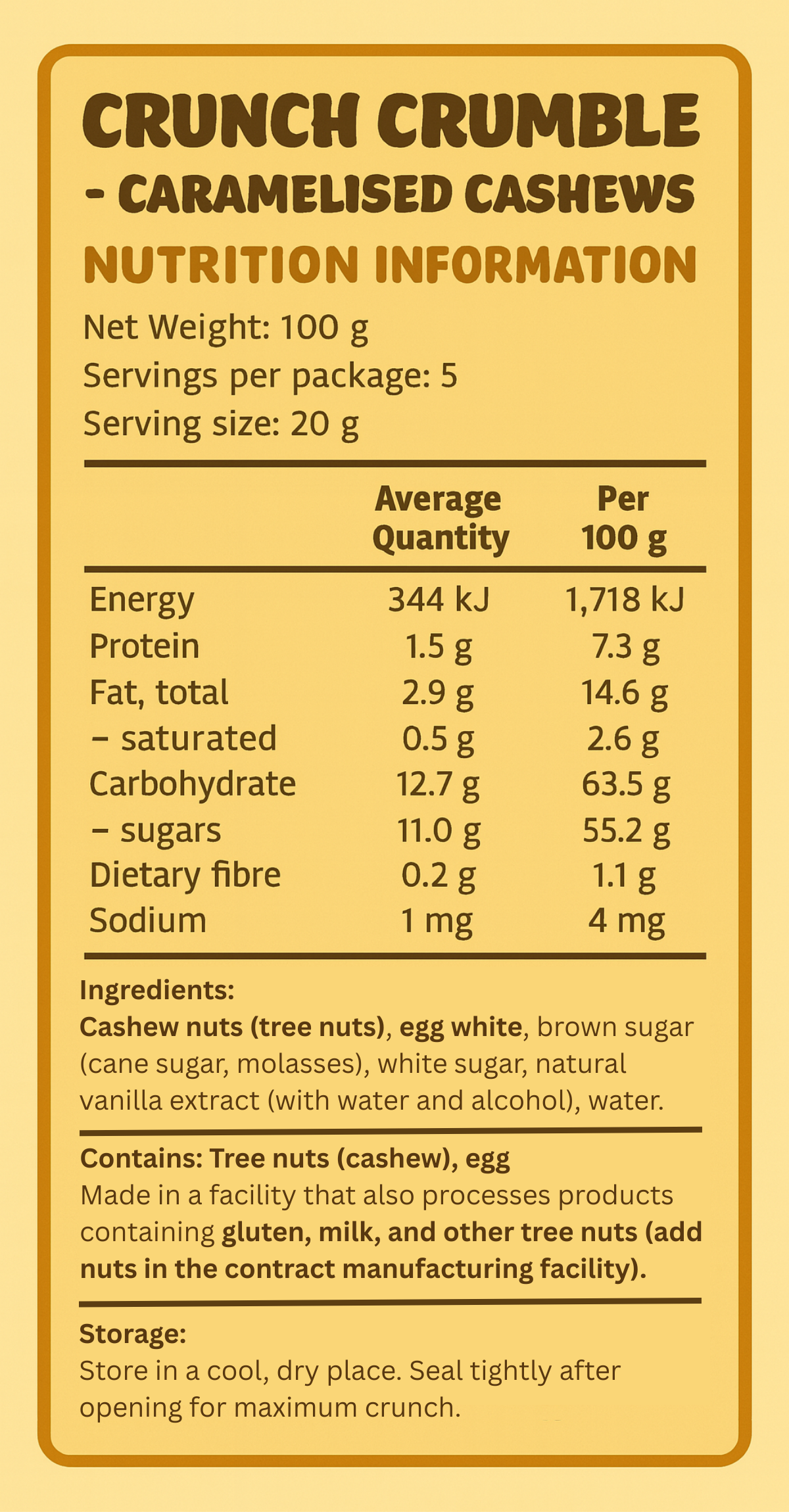 Crunch Crumble - Caramelised Cashews Dessert Topper